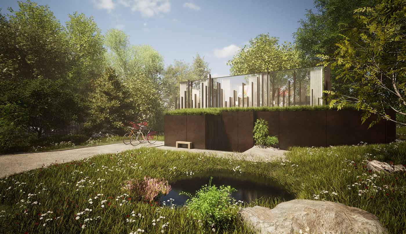 3D render showing the entrance